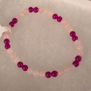 Rose Quartz And Malaysia Jade Stretch Bracelet